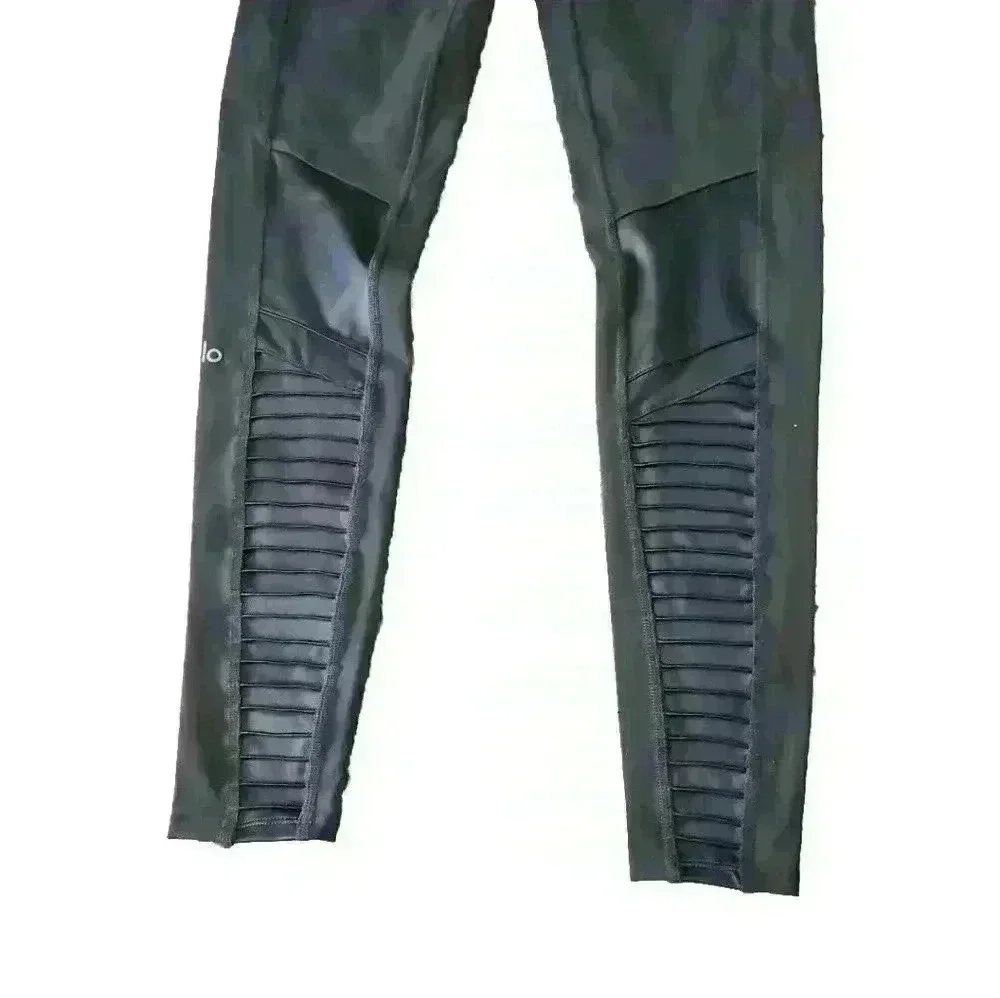 Alo Womens Gray High-Waist Moto Legging S
